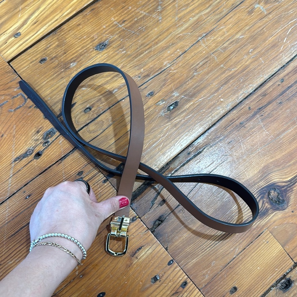 Armani Exchange brown and black reversible belt with gold hardware belt